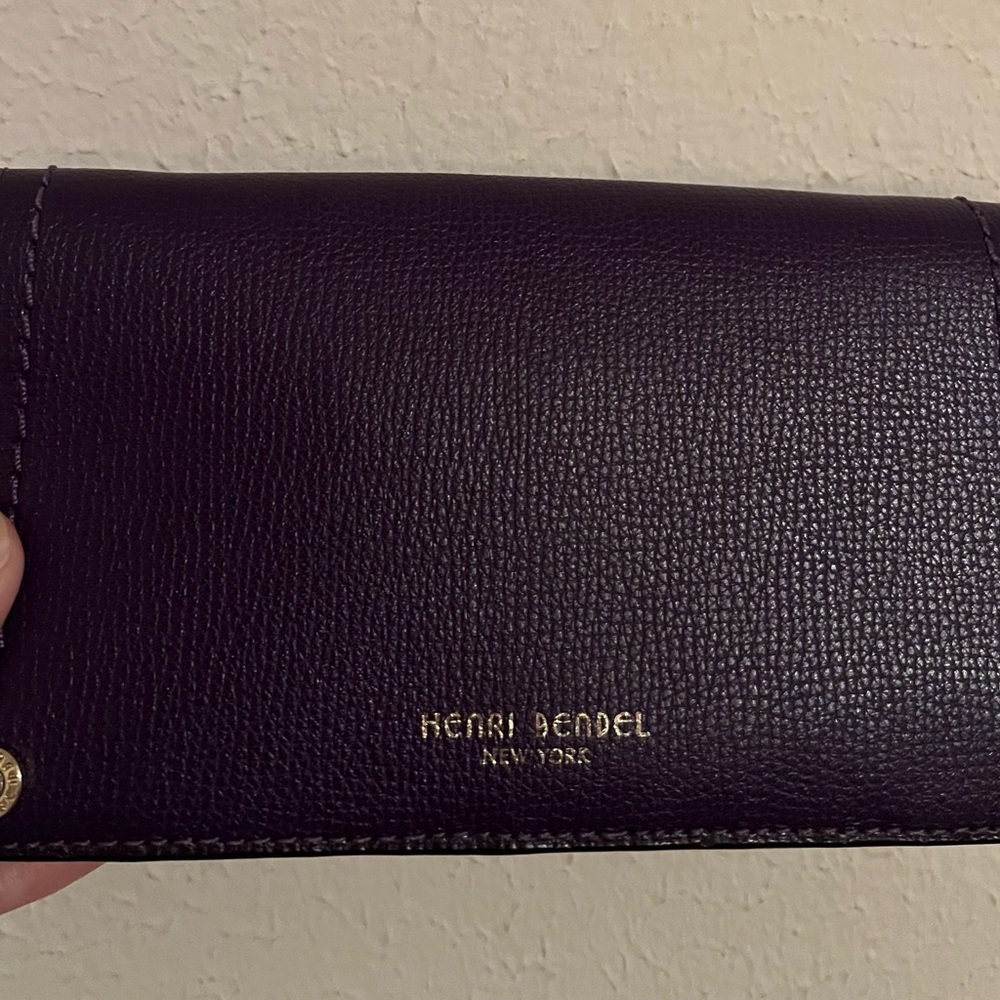 Henri Bendel Dark Purple Leather Clutch